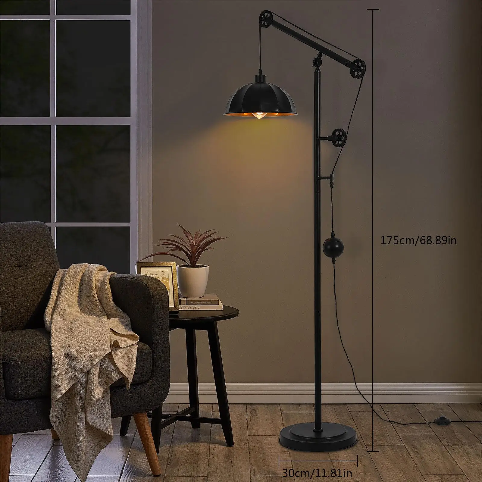 Vintage Floor Standing Lamp Tall Pole Light Bedroom Reading Room Living Room