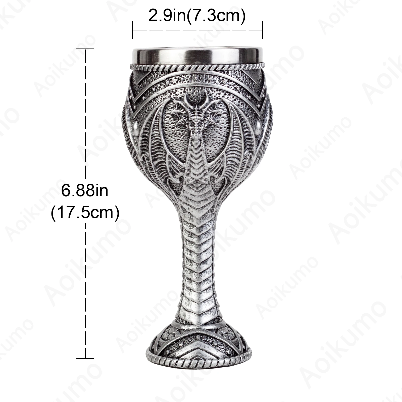 Double Chief Dragon Dragon Goblet Stainless Steel Insert Wine Glass Trink Kelch Sea Blade Flame Blade Fantasy Chalice