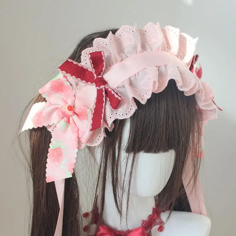 オリジナル手作りストロベリーファンタジア小物ピンクケーキシルクハットソフトガールロリータヘアバンド袖ペアクリップ