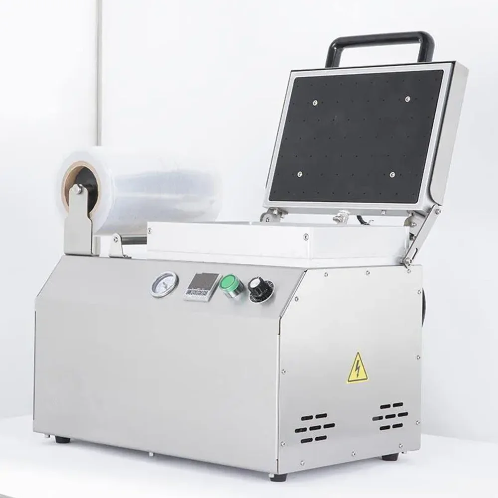 Semi Automatic Tabletop Thermoforming Tray Sealer Meat Food Vacuum Skin Packaging Machine