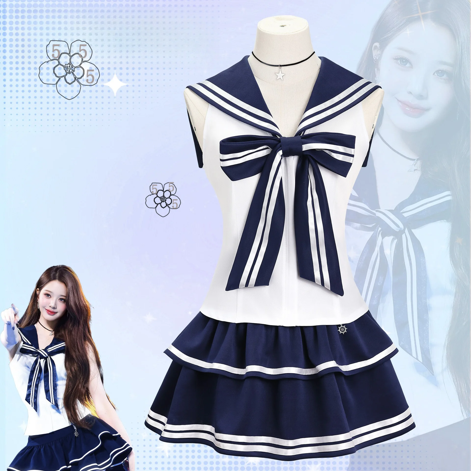 

Zhang Yuanying performs in sailor navy cosplay girl group songwriting suit JK set cosplay