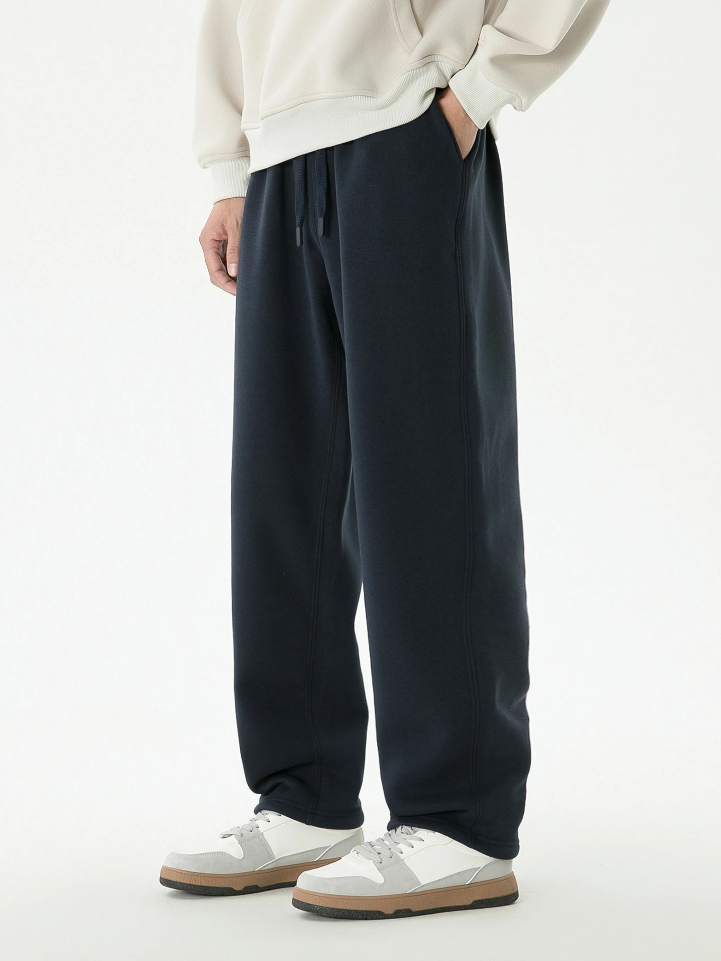 

Мужские повседневные брюки прямого кроя MMOPTOP, темно-синие, свободные, удобные спортивные штаны, простые, на осень-зиму