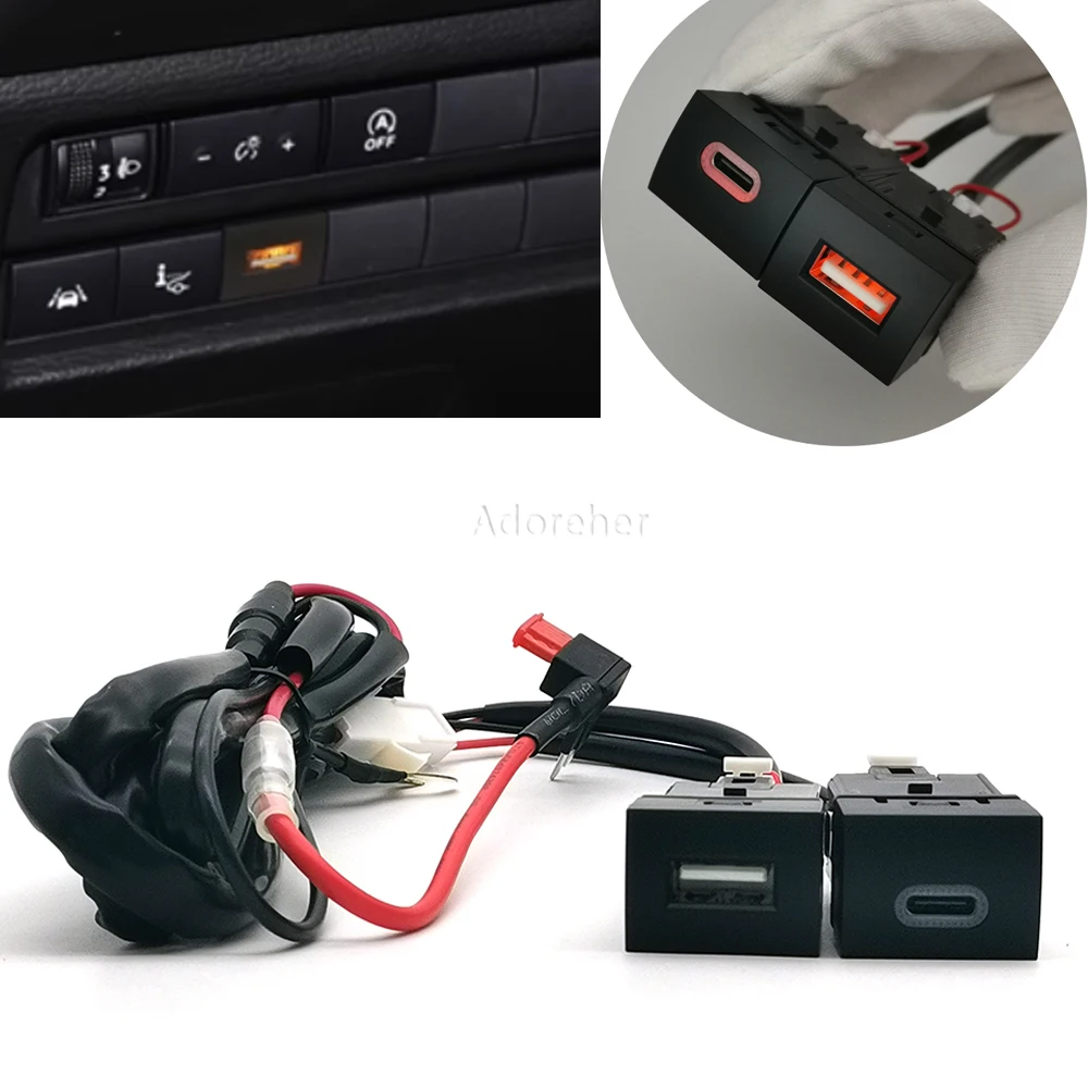 

1PC Car USB Charger QC3.0 PD Quick Charge Socket Auto Phone Charging Adapter For Mitsubishi Outlander 2023 Accessories