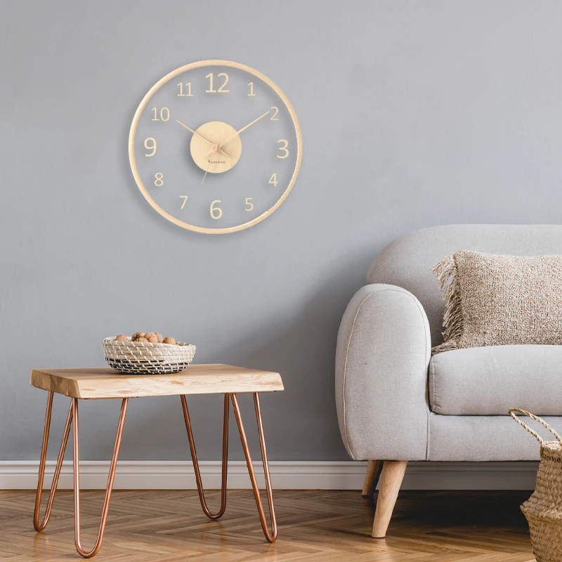Reloj De Pared Simple De madera, diseño moderno, arte creativo, Reloj De Pared Digital nórdico silencioso, Reloj De Pared para sala De estar, decoración del hogar 50