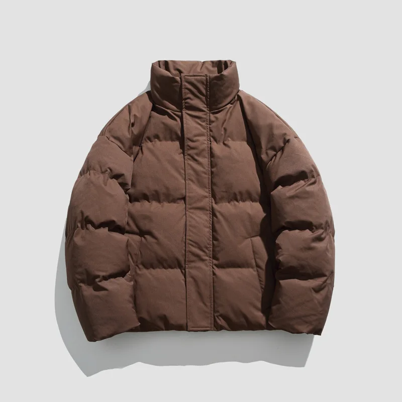 

Осень-зима, новая мода, мужские однотонные стеганые пальто с воротником-стойкой и длинным рукавом, повседневные модные простые базовые повседневные стеганые пальто, мужские парки