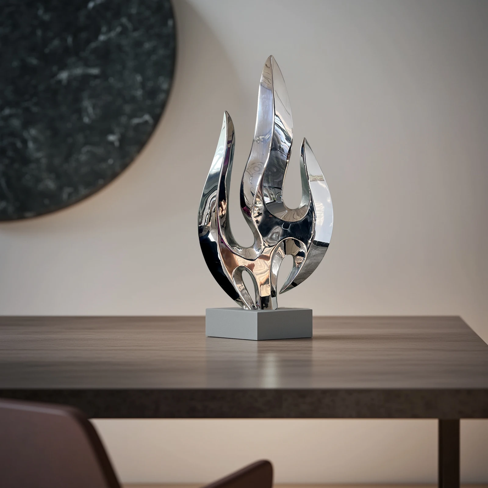 Custom Design Modern 304/316 Stainless Steel Geometric Sculpture Wine Red Electroplated Abstract Home Decor Factory Direct