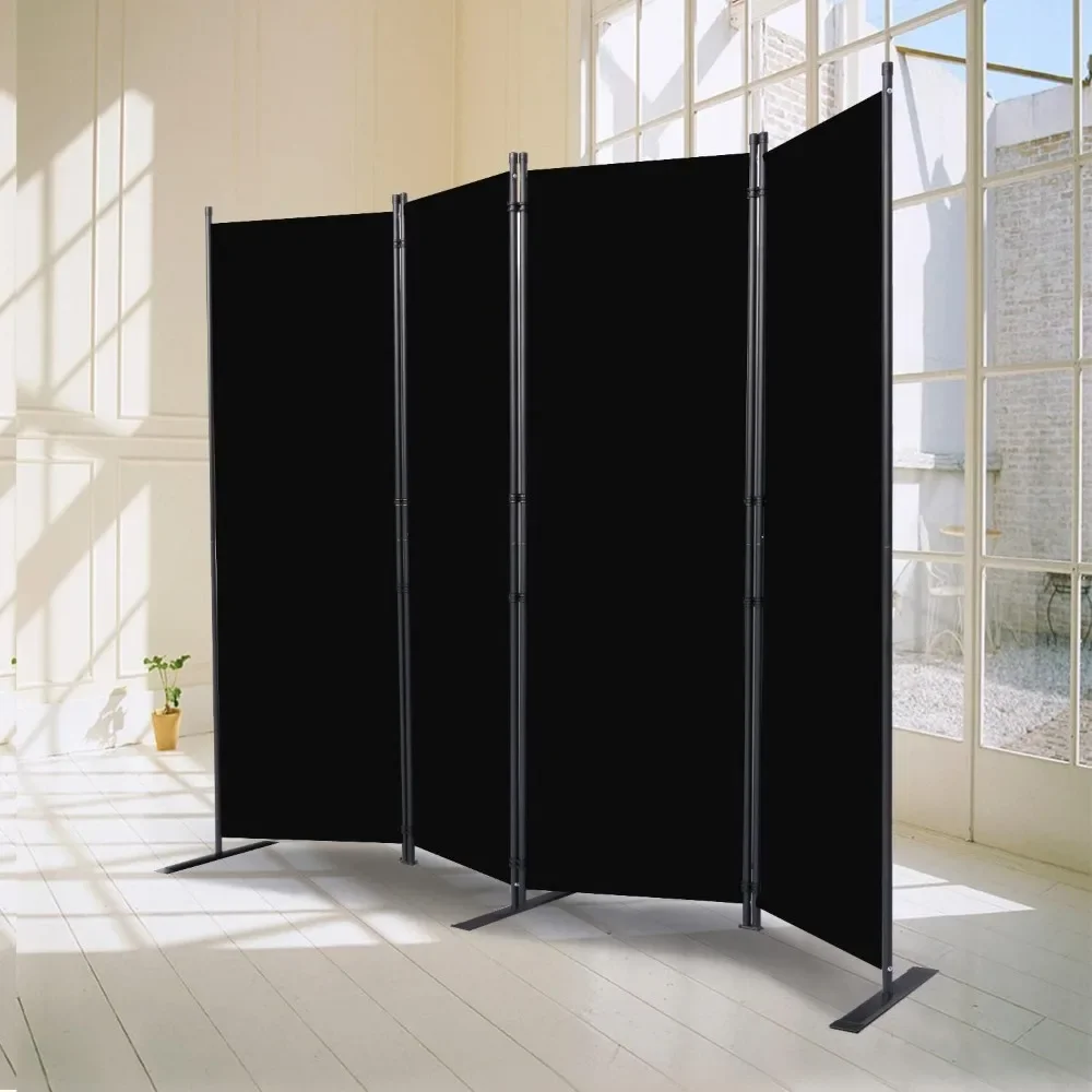 

Room Divider, 4 Panel Folding Privacy Screens with Wider Feet,6 Ft Portable Partition,Partition Room Dividers Freestanding，Black