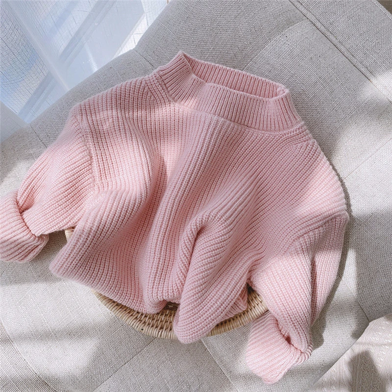 Solid Color Baby Girls Soft Wool Knitted Sweater for Children\'s Tops Clothes Spring Autumn Kids Cashmere Pullover Sweaters
