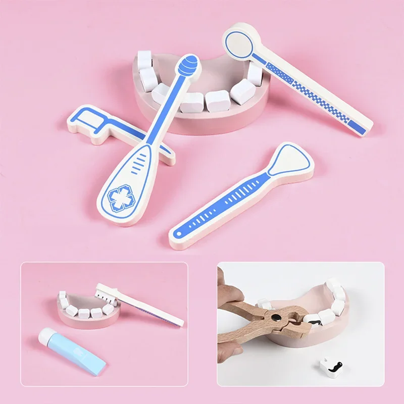 Giochi di finzione in legno Giocattoli educativi da dottore per bambini Set di cassette per medicinali di simulazione medica per giochi di ruolo per bambini Finta