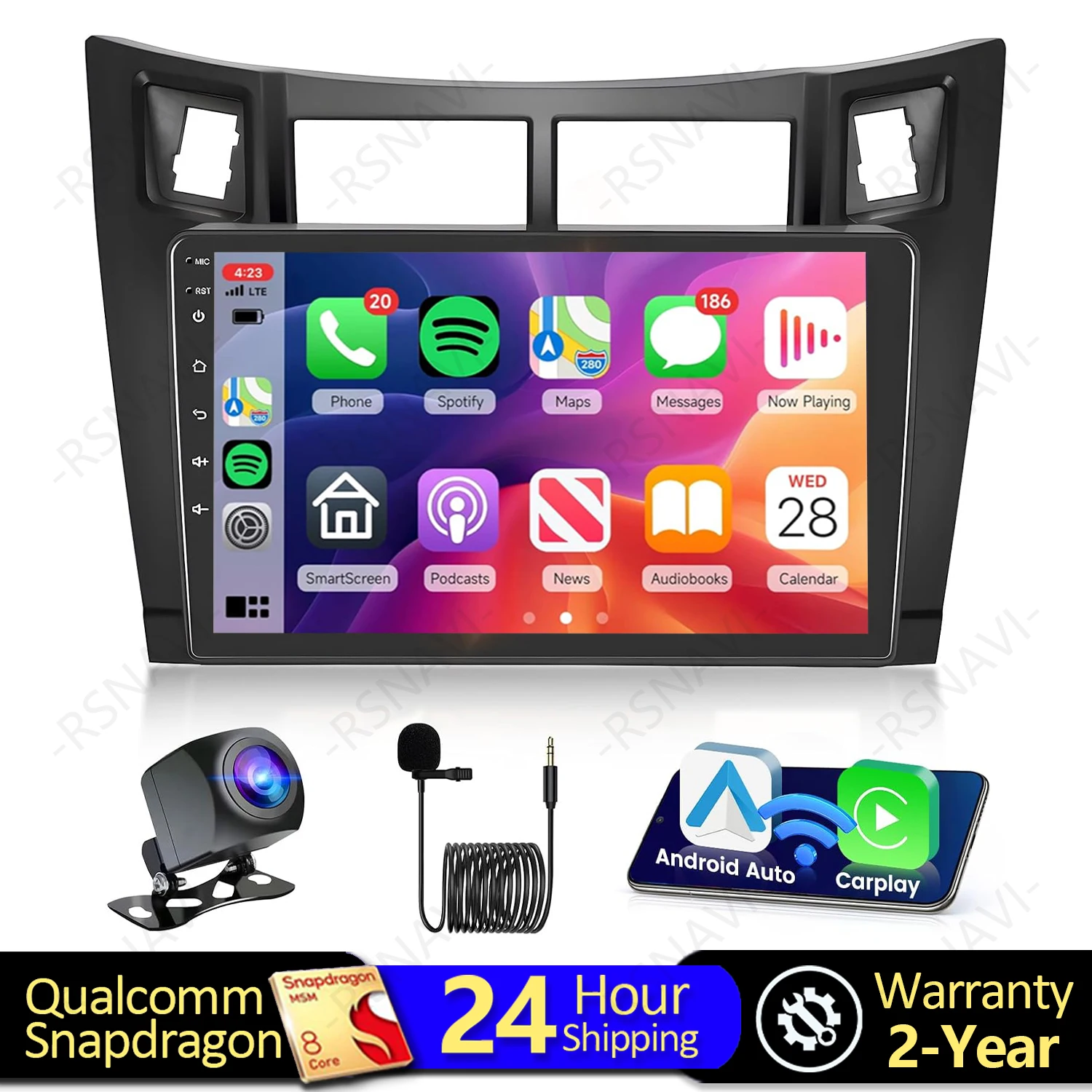 

Android 14 Car Radio Multimedia Player For Toyota Yaris 2005 - 2012 Wireless Carplay Android Auto Qualcomm Stereo Head Unit DSP