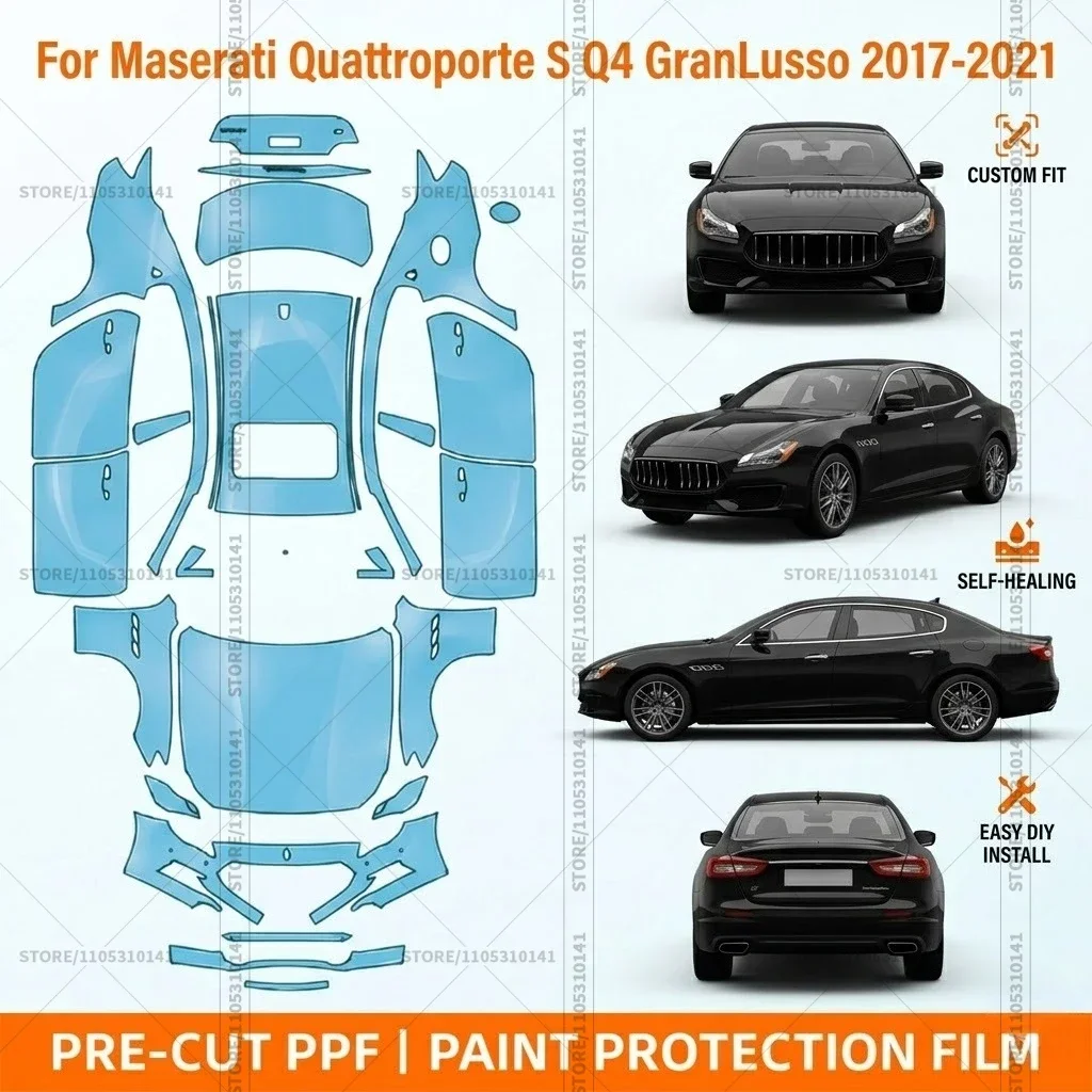 

Предварительно нарезанная защитная пленка PPF, прозрачная защита бампера, прозрачная автомобильная пленка для Maserati Quattroporte S Q4 GranLusO 2017-2021