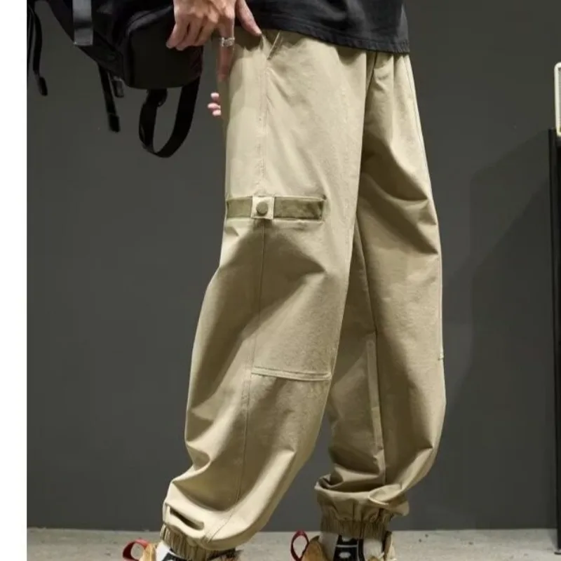 

Spring and Autumn casual pants men's multi-pocket work pants youth men's trousers loose straight trousers elastic charge pants