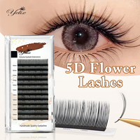 Yelix 5D Flora Lashes Easy Fan Eyelash Extensions Russia Premade Volume Spikes Lashes 12 Rows Natural Soft Lashes Wholesales