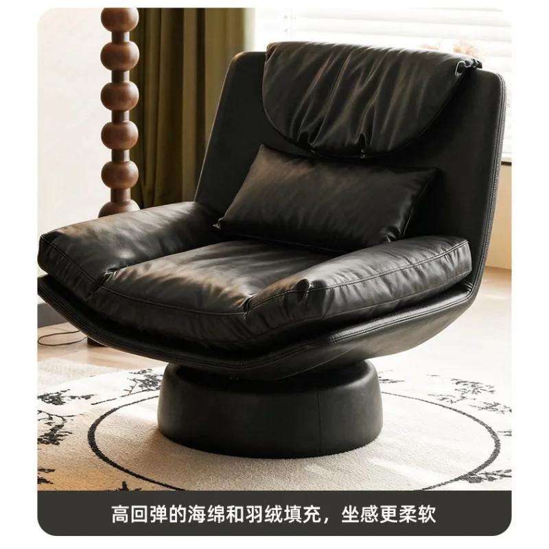 Medieval revolving sofa retro Bauhaus Italian living room balcony designer casual oil wax leather single chair