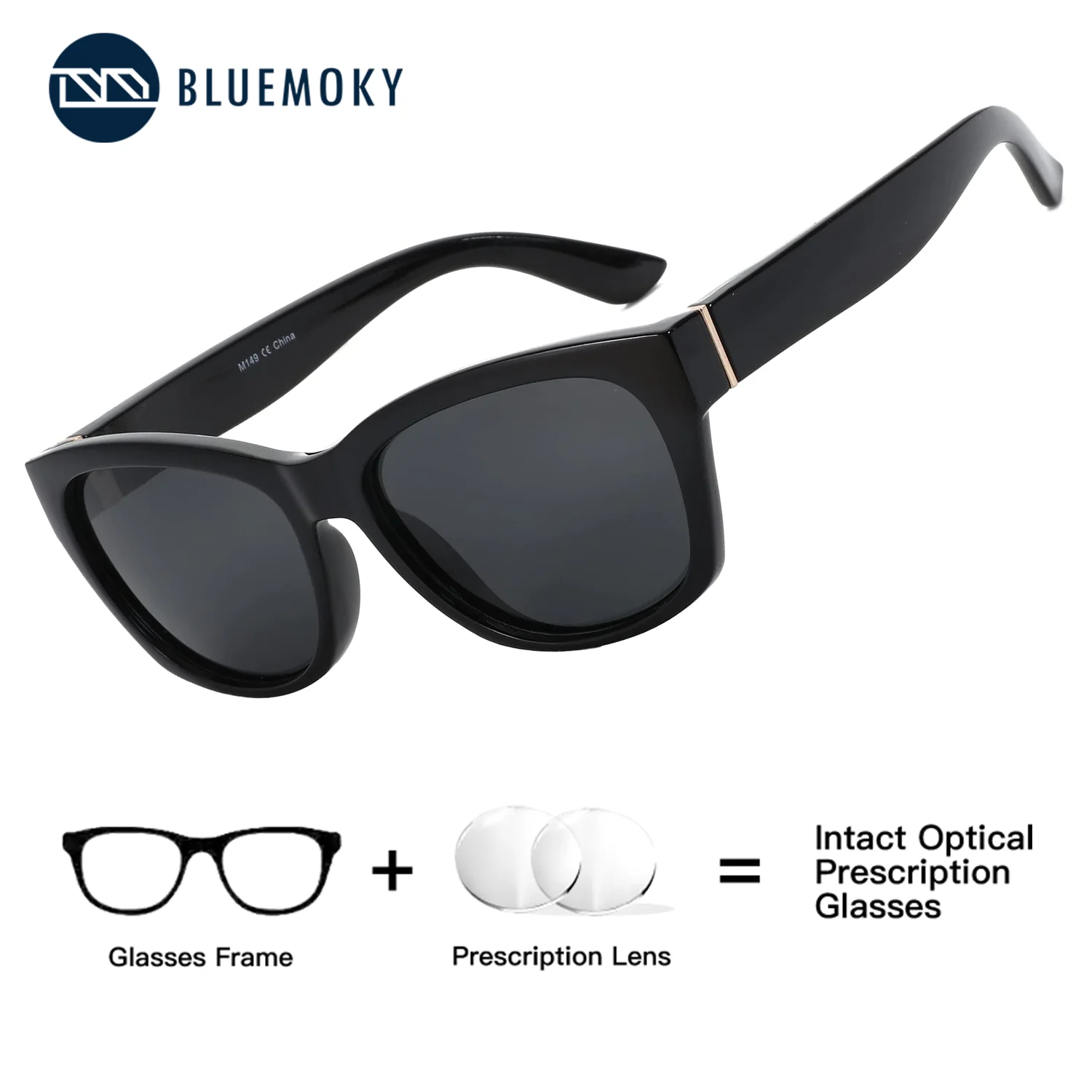 

BLUEMOKY Square Polarized Prescription Sunglasses Women UV400 Protection Progressive Myopia Sun Glasses for Driving Golf