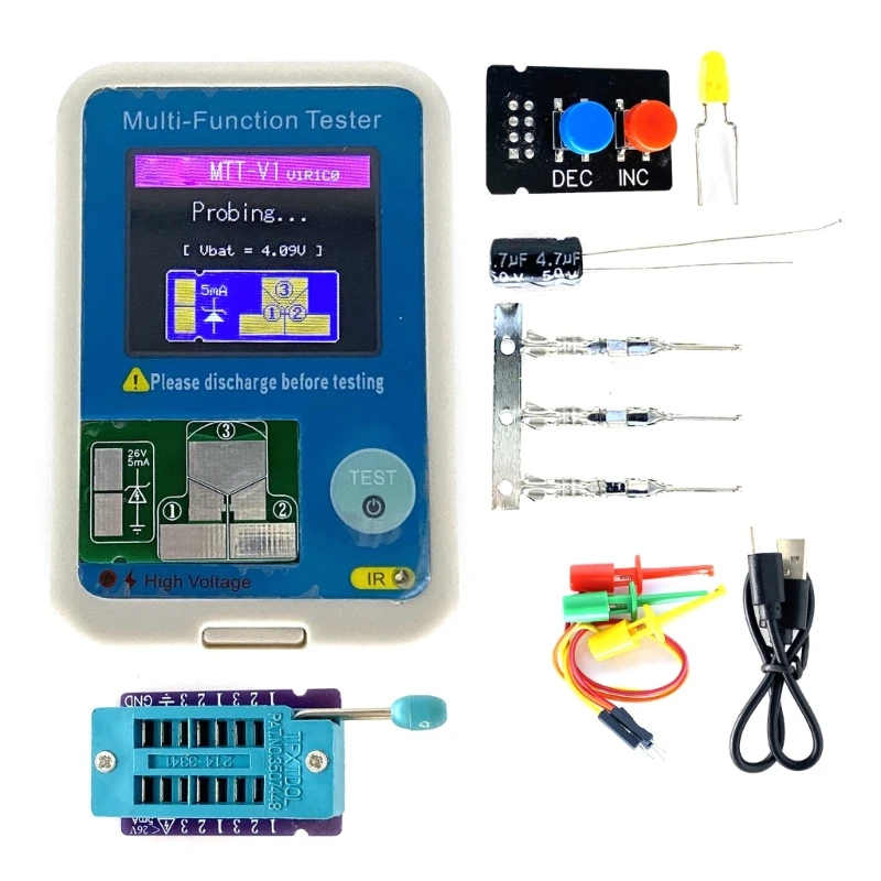 

Transistor Meter,MultiFunction Capacitance Resistance Tester Transistor Meter for Diode Triode Capacitors Resistors