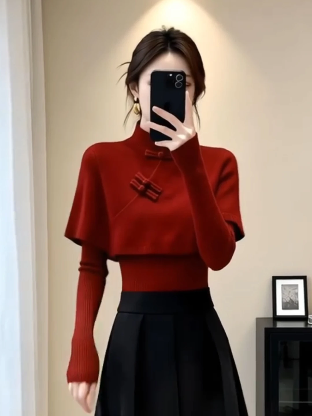 

Red Cable Knit Sweater Women's Cisas Sle Coat Sle Knitted Top Chinese New Sle Button Design Winter Faion Women's ...