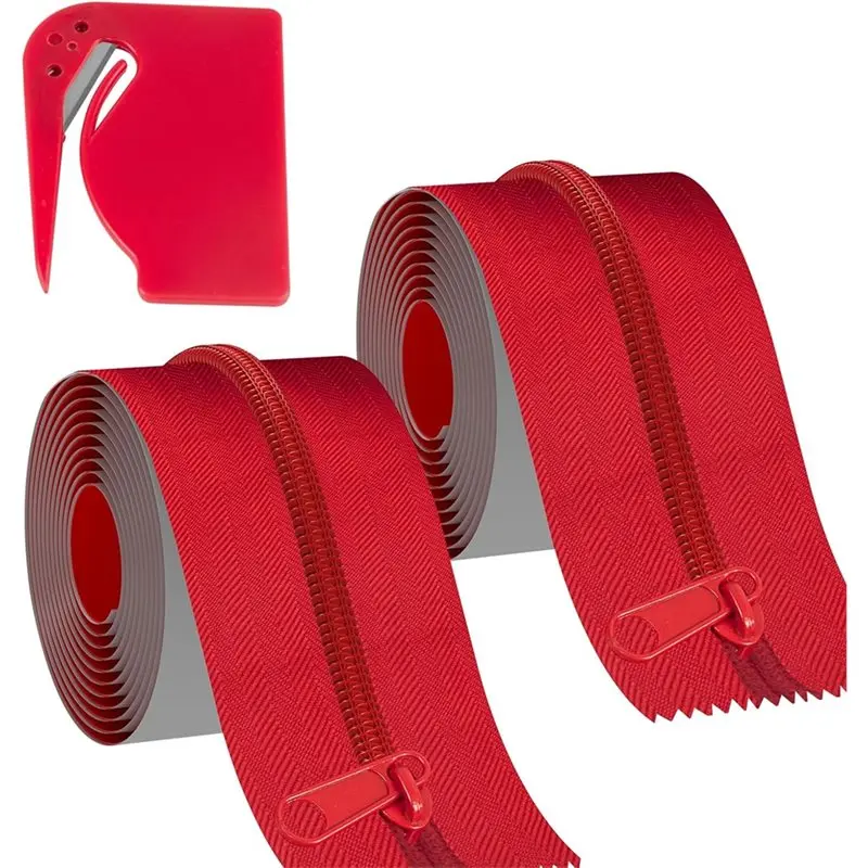 

SHGO-Dust Zippers Self-Adhesive, Rolls Heavy Duty Zipper Door, 7Ft X 3In Tarp Zipper Door For Greenhouse, Construction Carpentry