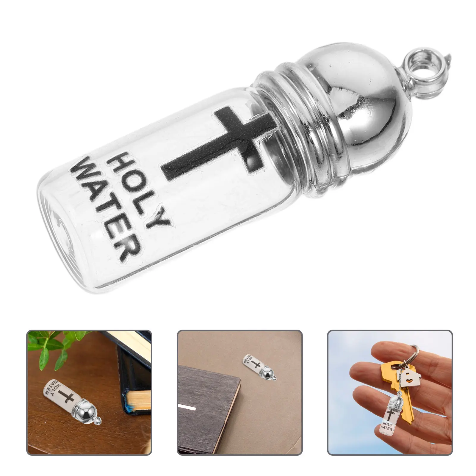 Holy Water Bottle Refillable Glass Cross Bottle Christian Baptism Decoration Church Supply Wedding Easter Decor