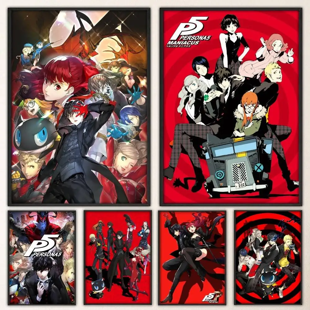 ملصق حائط فاخر لملصق لعبة فيديو بيرسونا 5 لغرفة المعيشة وغرفة اللوحة الزخرفية الرجعية #1