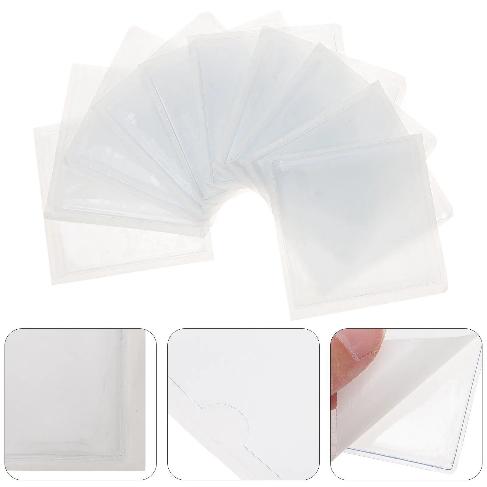 10Pcs Self Adhesive Index Card Pockets Label Holders Clear Transparent Card Holders for Office School Warehouse Supplies