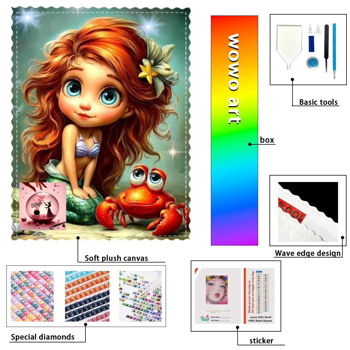 

【Bruji_ Diamond Art】La chica y el langostino Crystal AB Rhinestone FD Rhinestone Perfect Resin Diamond