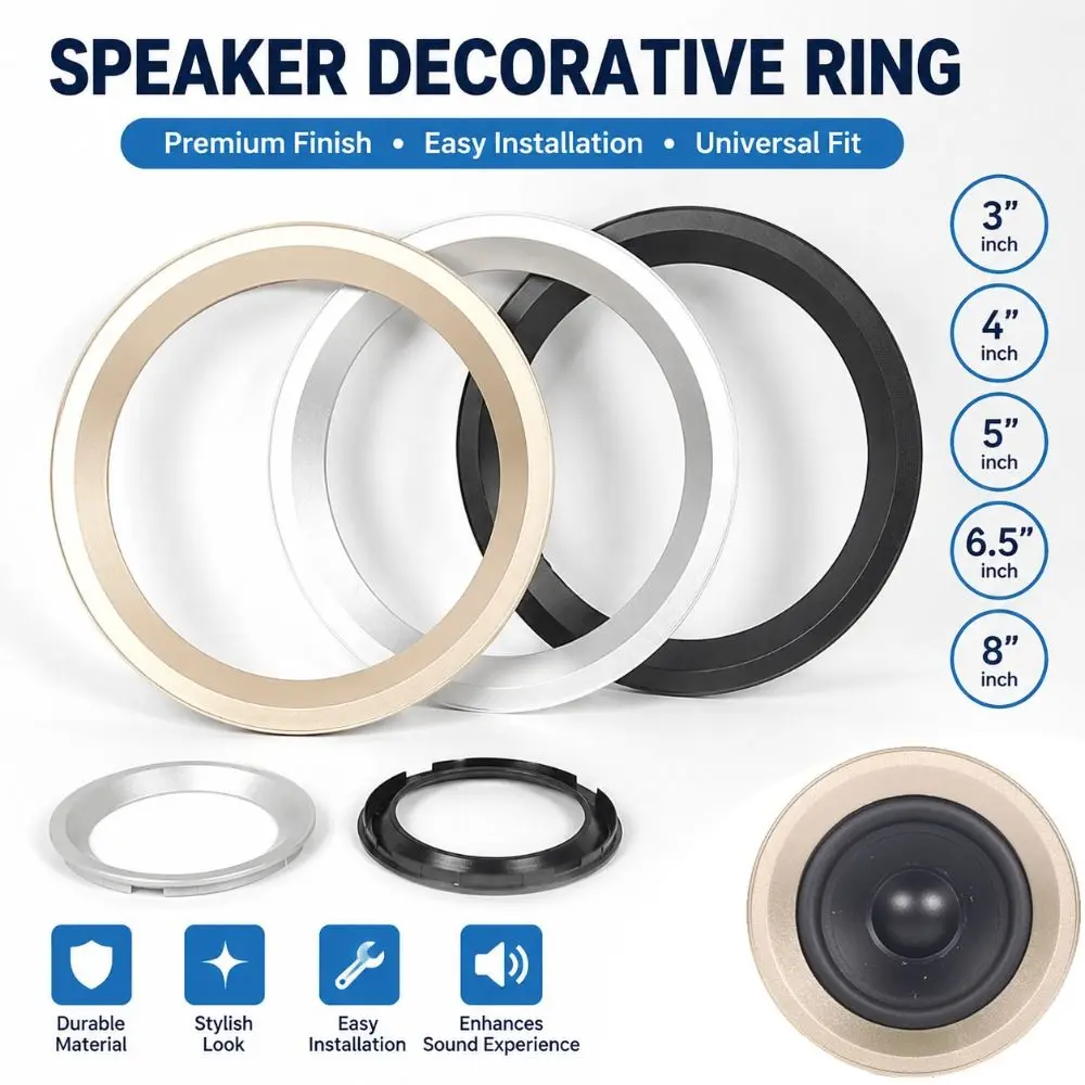 Trim Ring Grille Plastic Speaker Trim Ring 3/4/5/6.5/8 inch Black Silver Gold Speaker Bezel Loudspeaker Bezel - view 5