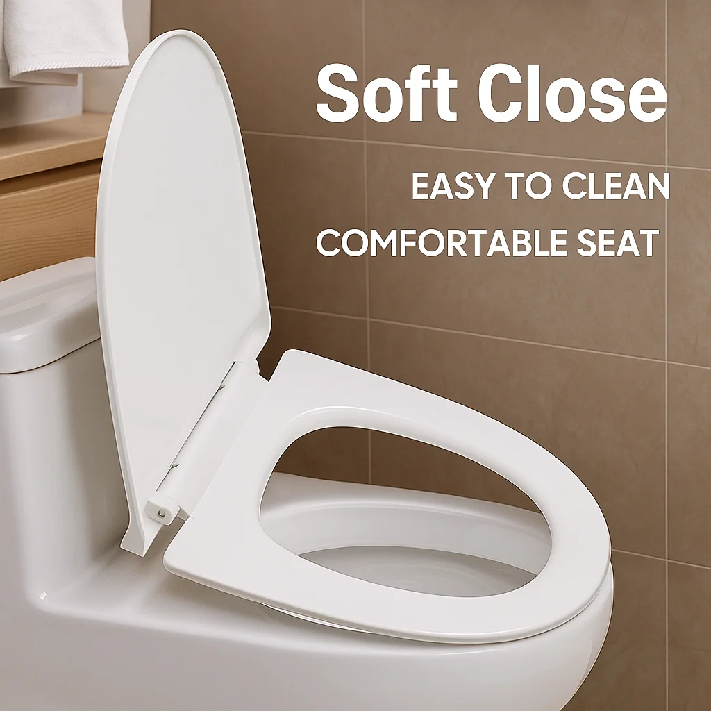 

Home Bathroom Toilet Seat Replacement, Durable Plastic Lid, Easy Install for Household Daily Use