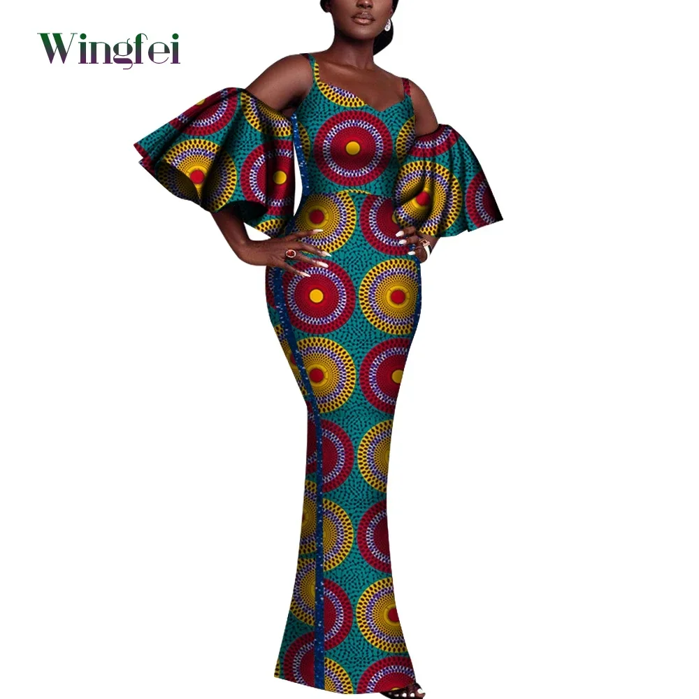 African Clothes for Women Fashion Robe Africaine Ankara Print African Dresses Lady Dashiki Party Evening Long Dressses WY8596