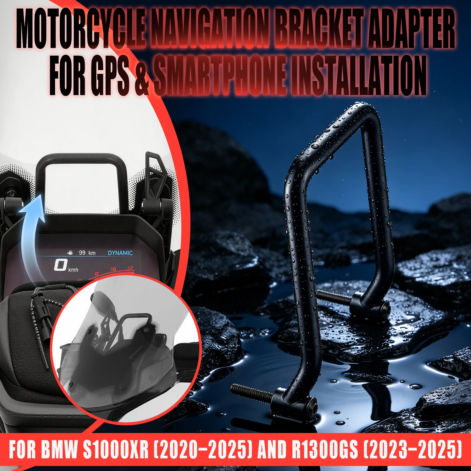 Motorcycle GPS Navigation Bracket Phone Holder Mount Stand Adapter Plate For BMW S1000XR R1300GS 2020 2021 2022 2023 2024-2026