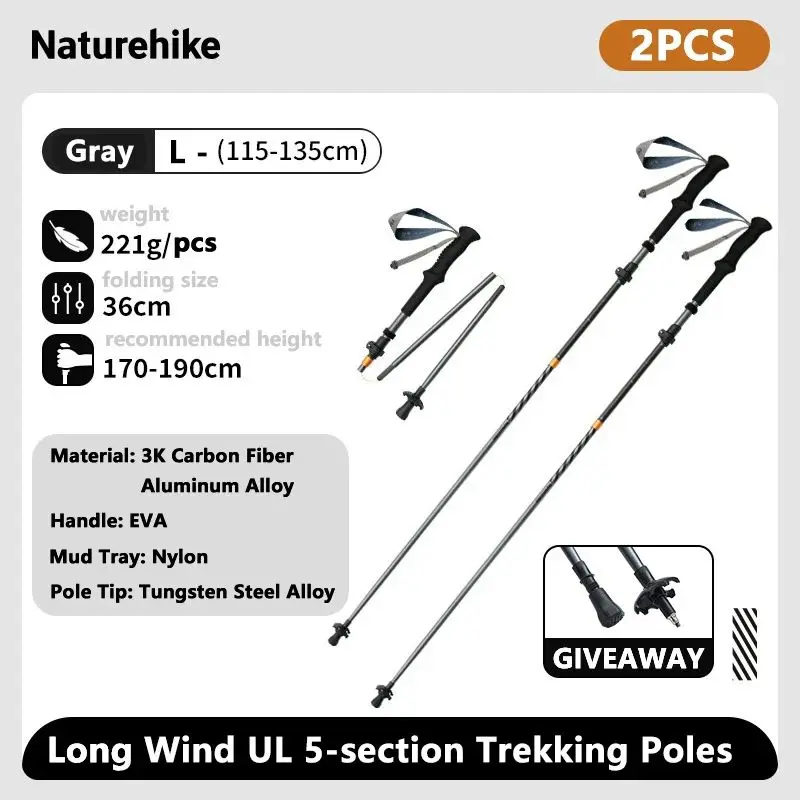 Naturehike Climbing Sticks Ultralight Outdoor Folding Trekking Poles Hiking Pole Collapsible Quick Lock Stick Carbon Fiber Poles image 3