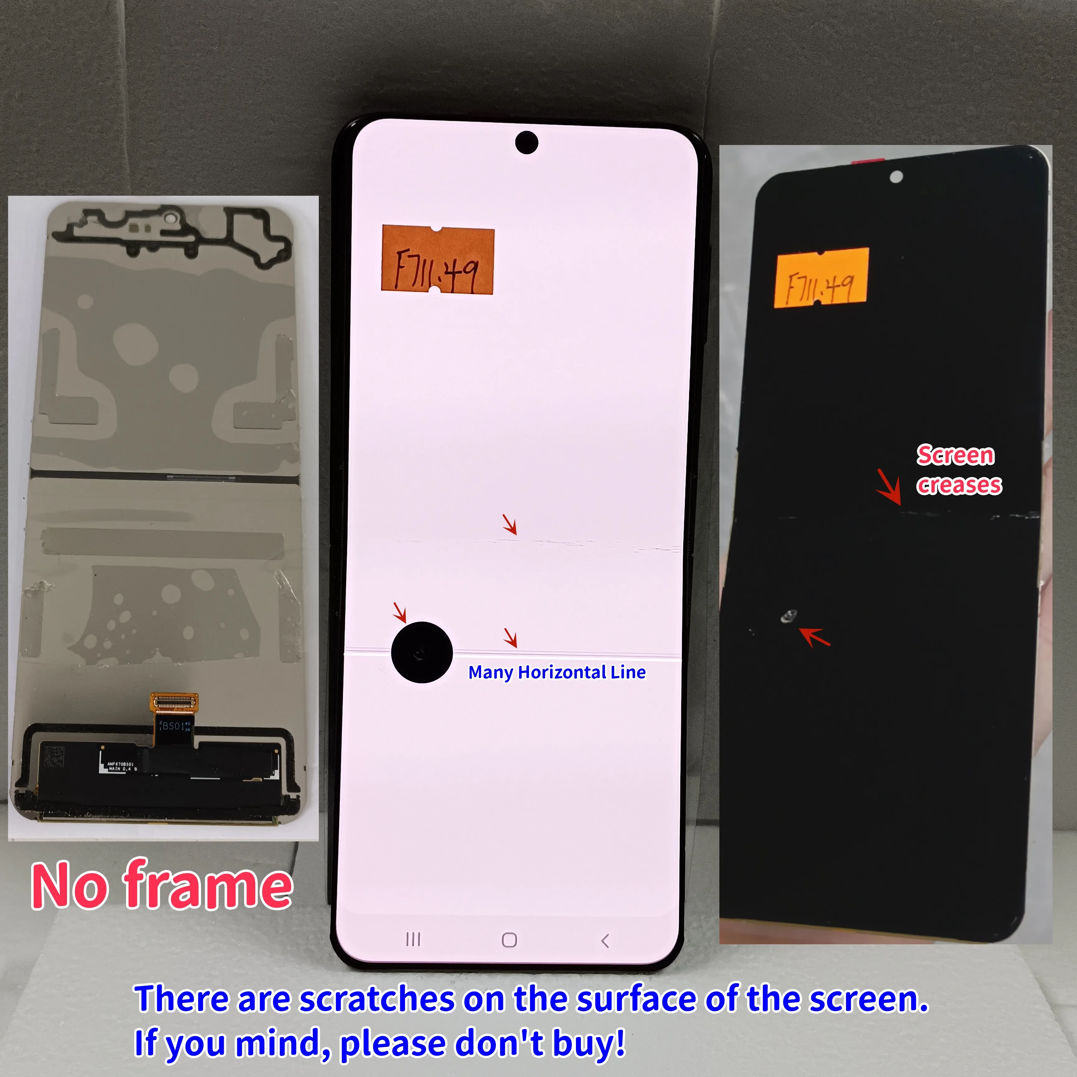 With defects AMOLED Z Flip3 LCD For Samsung Galaxy Z Flip 3 5G Display F711 F711U F711B F7110 Touch Screen Digitizer Assembly