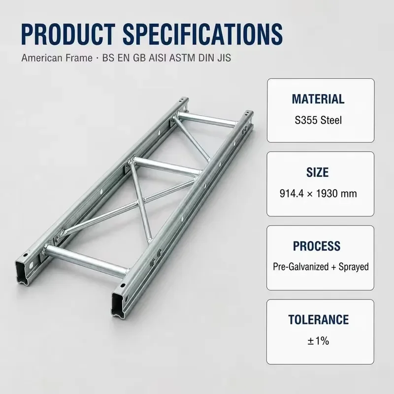 S355 American Frame Scaffold 914.4*1930mm Pre-galvanized Sprayed CE ISO Certified for Exterior Wall Construction OEM