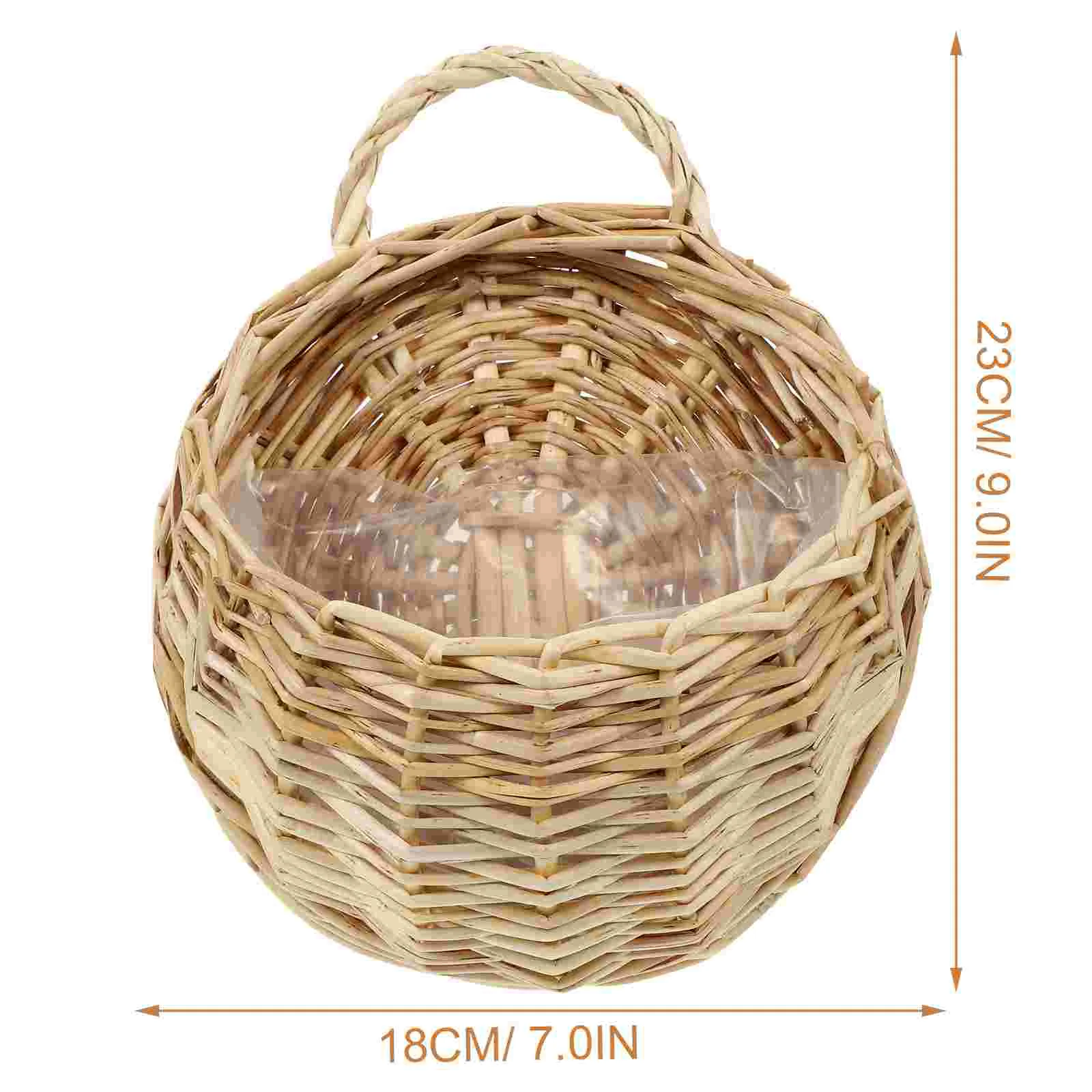 2 Pcs Organizer Wall Hanging Rattan Flower Basket Decor Outdoor Fence Plant Wicker Baskets Wooden Home