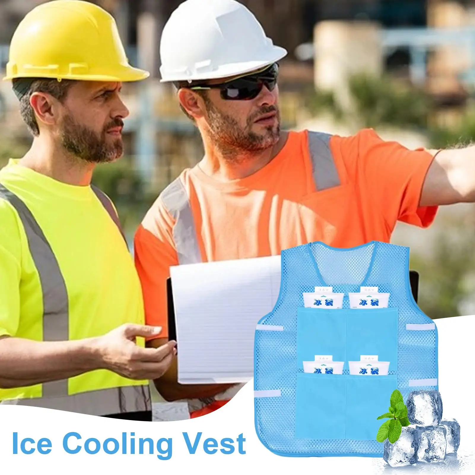 Men's Cooling Vest Ice Bag Vest Outdoor High Temperature Work Protection Clothing Water Cooling Vest Wearable Cooler Gadgets