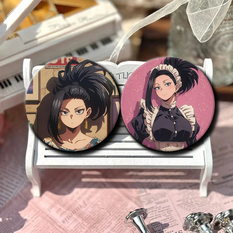 58mm Cartoon Character Momo Yaoyorozu Soft Button Pin Hero Anime Brooch Creative Badge for Backpack Clothes Decoration Gift