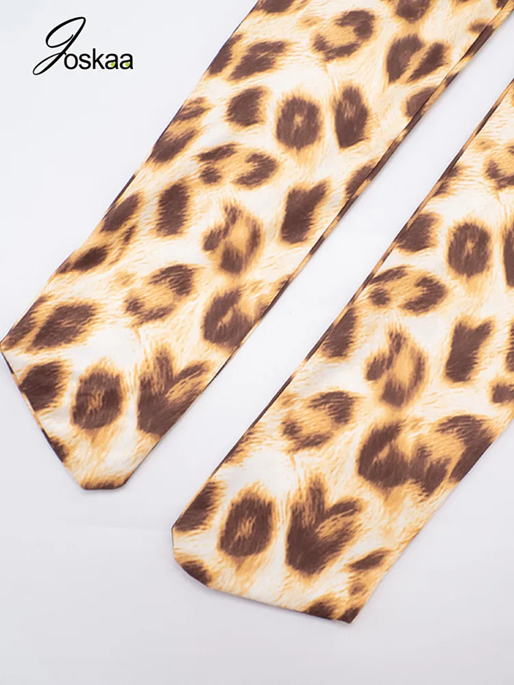 Joskaa الخريف مثير ليوبارد طباعة حللا امرأة العميق الخامس الرقبة الانقسام عارية الذراعين كم كامل Bodycon السروال القصير منتصف الليل نادي وتتسابق #6