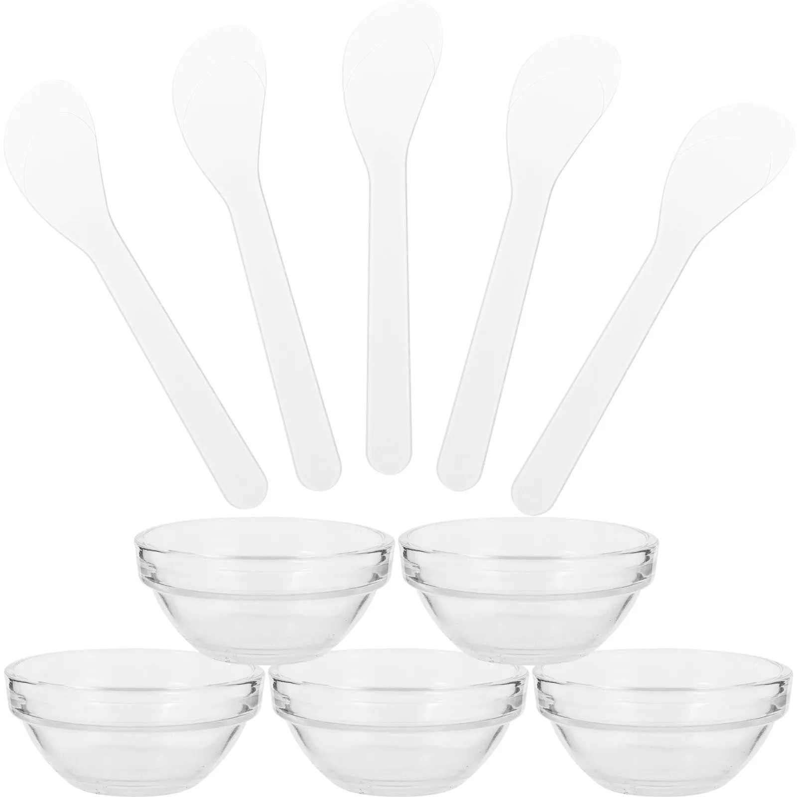 1Set Shatter-Resistant Glass Facial Mask Mixing Bowl Set Versatile Beauty Tool for DIY Skincare Haircare Quick-Clean Salon Spa