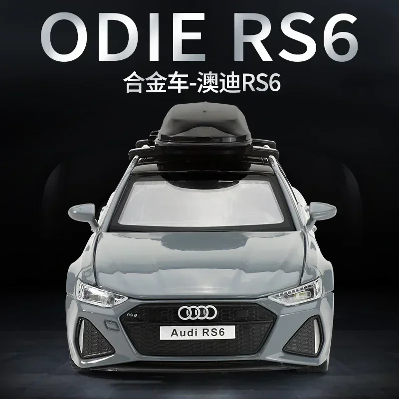 1:32 Audi RS6 Hoge Simulatie Diecast Metaallegering Model auto Geluid Licht Trek Collectie Favoriete Festival Geschenken