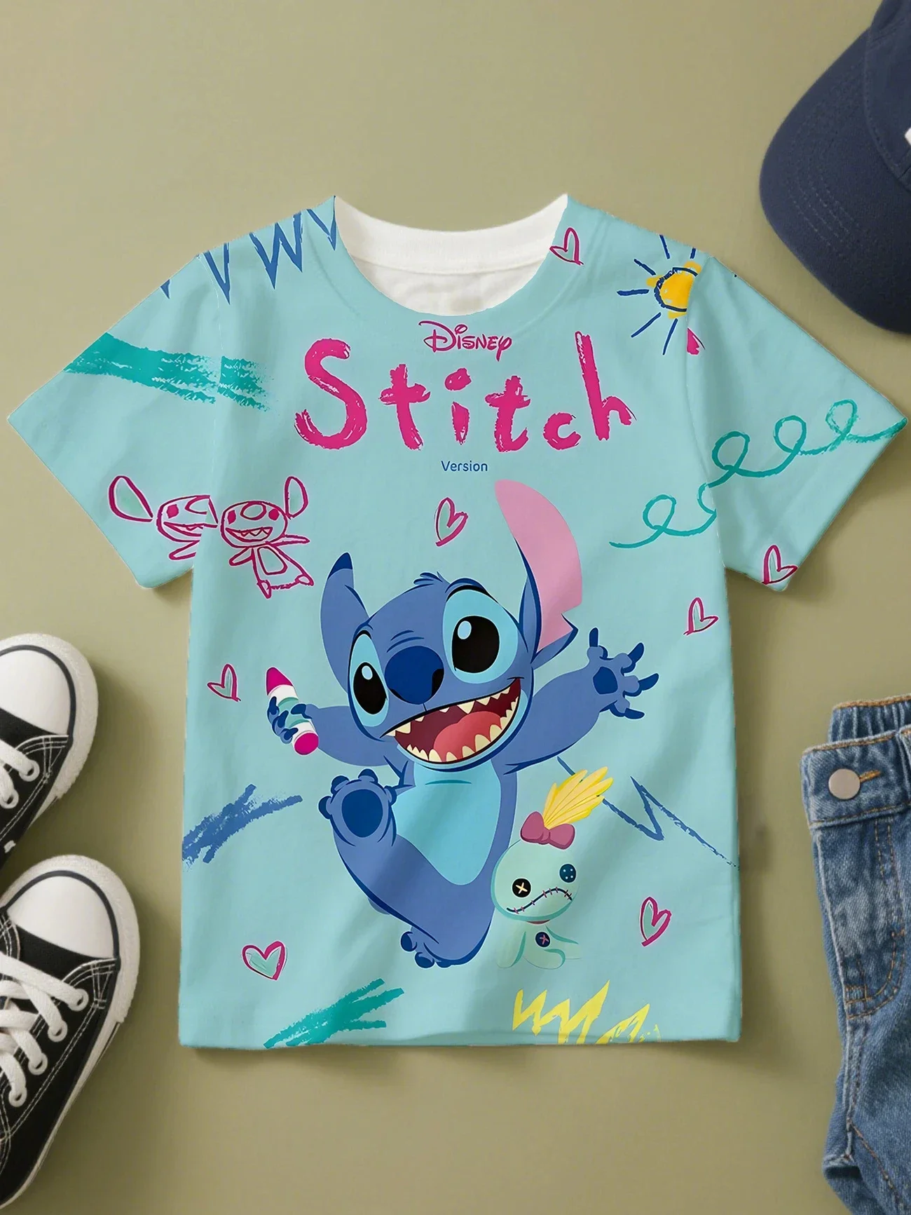 

Disney Stitch 3D Print Sport Quick Dry Breathable Men Tshirt Cute Cartoon Street Y2k Baby Parent-child Boy Girl Short Sleeve TOP