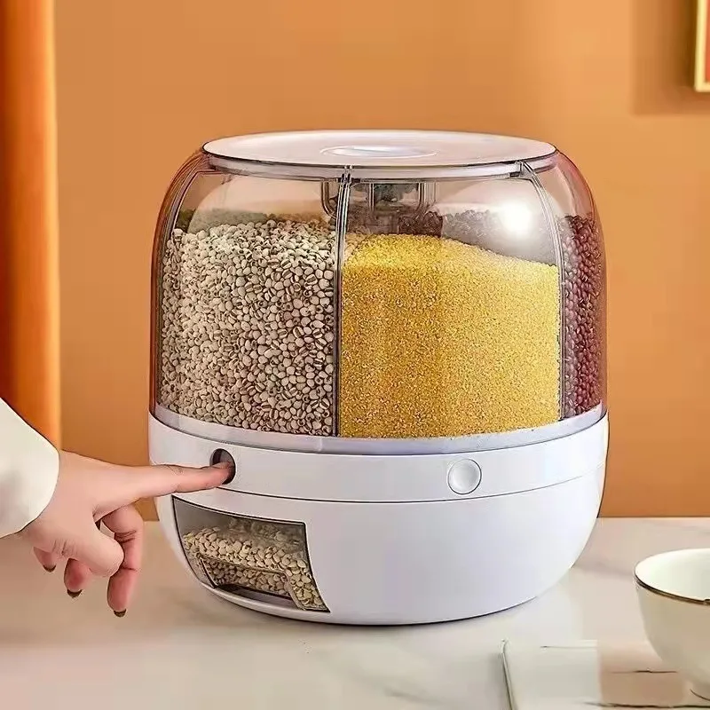 

Storage Bin Grid Rice Barrel Rotating Whole Grains Rice Storage Box Household Insect-proof Moisture-proof Sealed Rice Cylinder