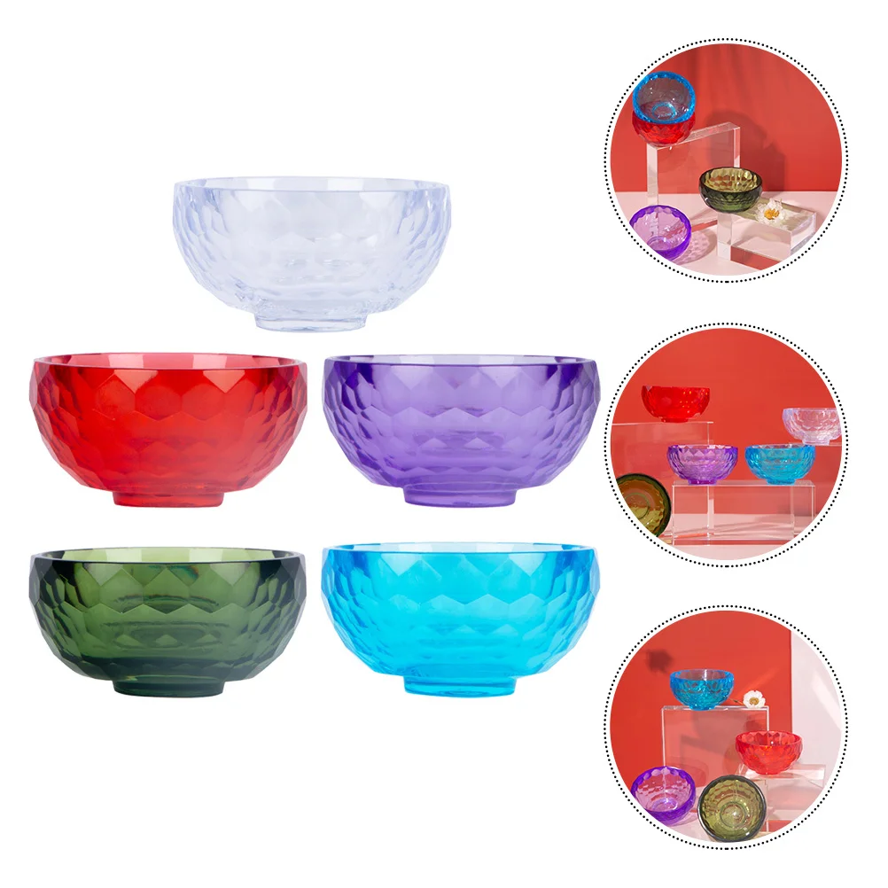 

5Pcs Crystal Bowl Acrylic Facial Mask Mixing Bowl Lightweight Portable Beauty Tool for Skincare DIY Mud Mask Holder Essential