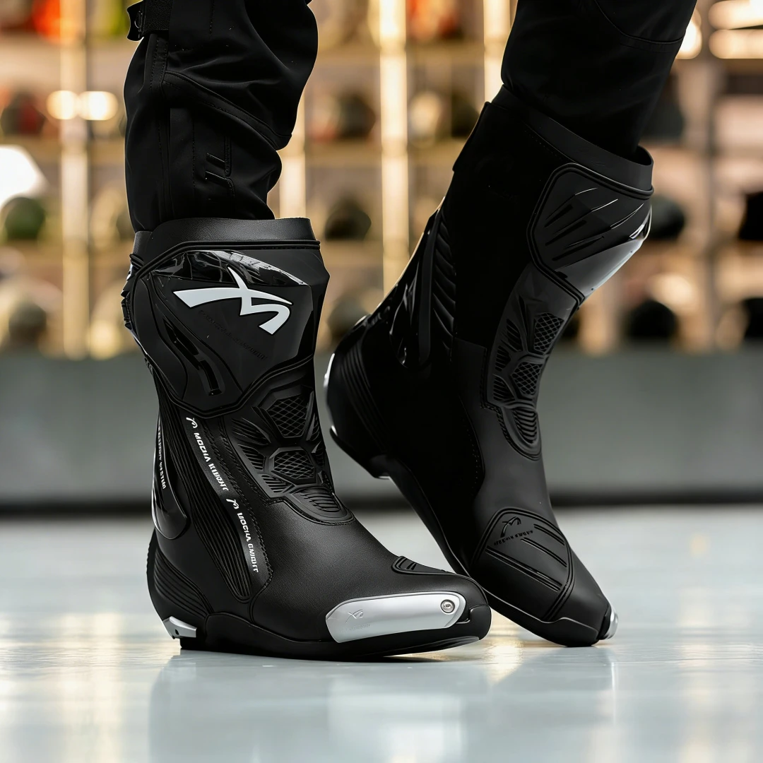 

BENKIA SH109 Motorcycle Breathable Racing Boots CE Professional Track Riding Botas Double-Layer Waterproof Competition Boots