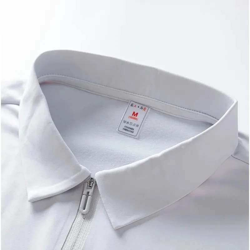 Men's Autumn Long Sleeve Polo Shirt - Stand Collar Half Zip Casual Outdoor Top