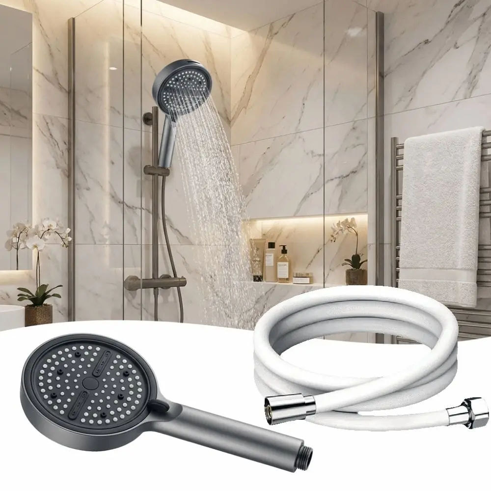 Big Panel Design Handheld Shower Head 7 Modes Pressure-Boosting Structure Massage Shower Head Extra-Wide Large Panel