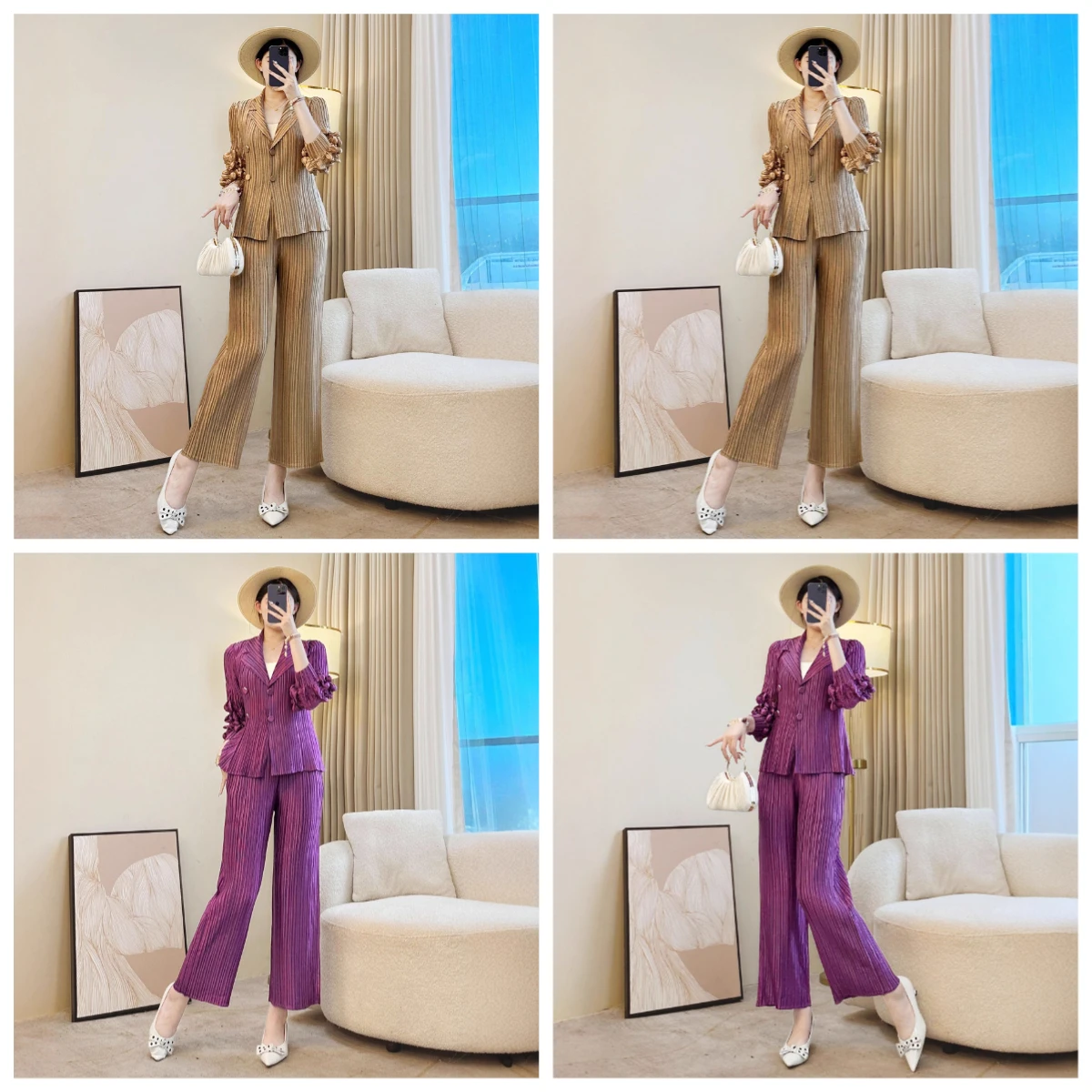 

Miyake Fold New 2025 Autumn Set Women's High End Party Two Piece Set Elegant Fashion Fold Clothes Complete Set Autumn Pleated