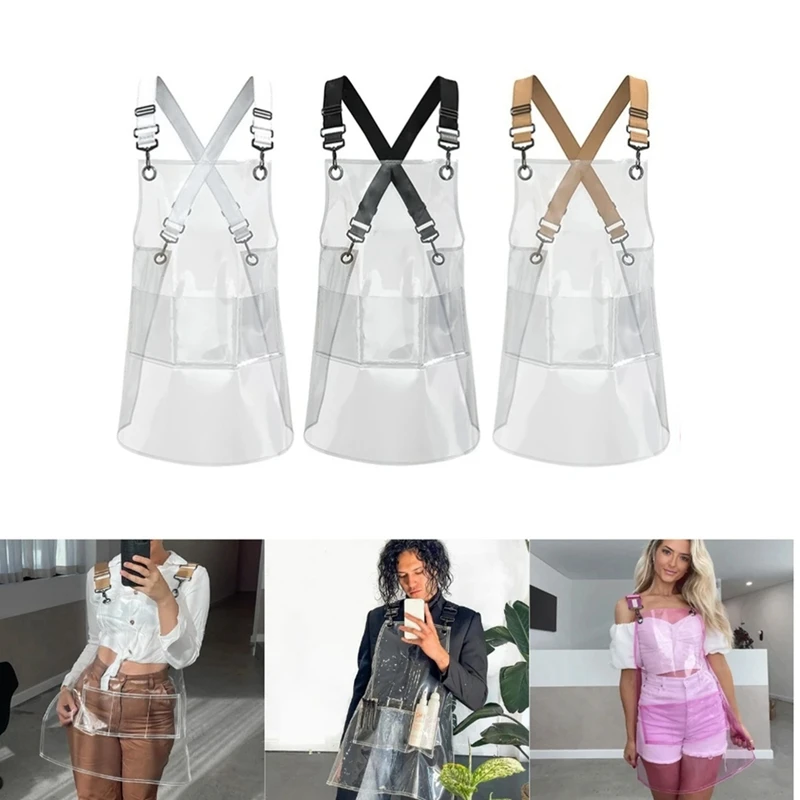 Kitchen Hair Salon Barber Apron for Women/Men with Pockets Work Cleaning Pinafore Restaurant Shop Waiter Work Uniform B