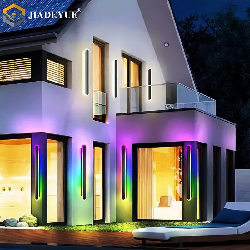 

Modern outdoor LED long wall lamp waterproof IP65, RGB, 7 colors, adjustable, garden porch home atmosphere decoration lamp