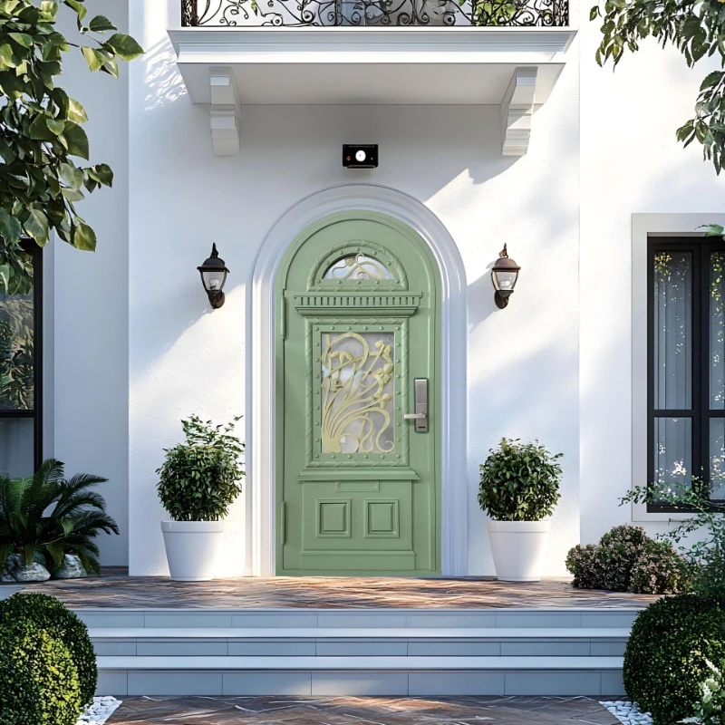 

French retro style pure hand-forged wrought iron door self-built house villa entry single door