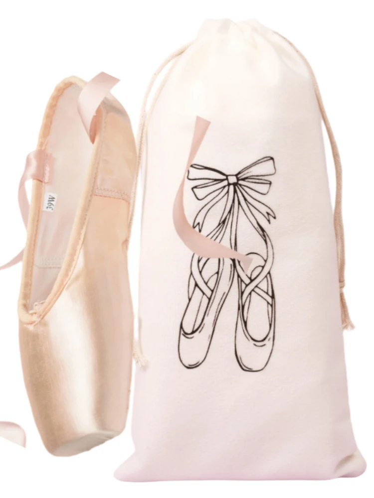 Double Drawstring Ballet Dance Bag Flannelette TUTU Bag for Girls Ballerina Pointe Shoes Bags Ballet Dance Accessories13*27CM